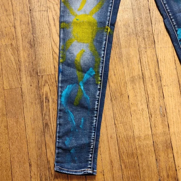 American Eagle Outfitters Super Stretch Jeggings Size 4 Graphic Art Design - Picture 5 of 16
